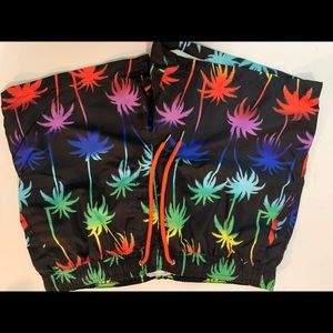 Multi-color Swim Shorts, Printed Palm Trees